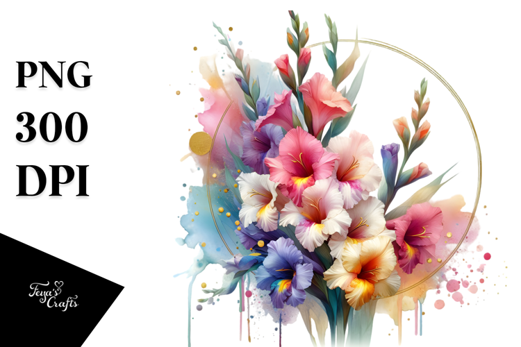 Colorful Gladiolus made of PNG