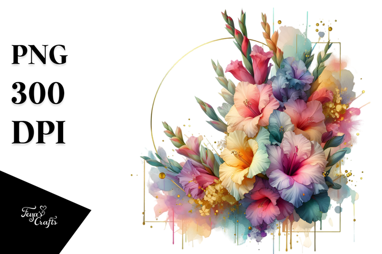 Colorful Gladiolus made of PNG