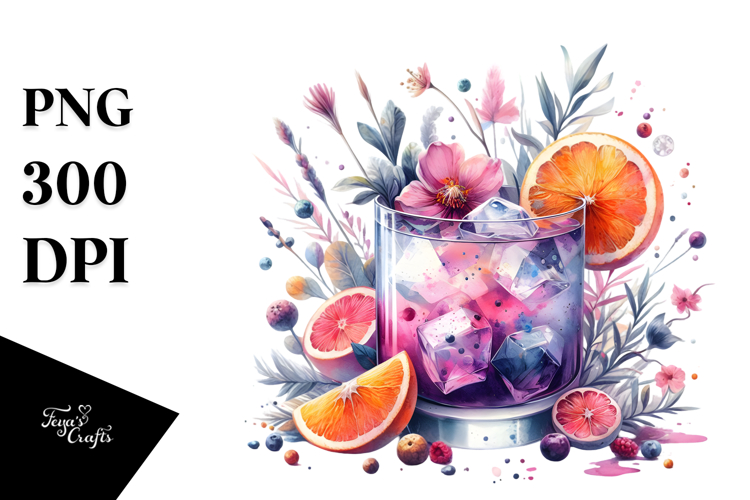 Watercolor Cocktail Clipart Image 3