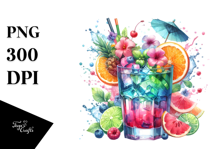 Watercolor Cocktail Clipart Image 2