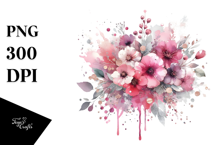 Colorful Pinkish Watercolor Splash Silver Foil | Sublimation