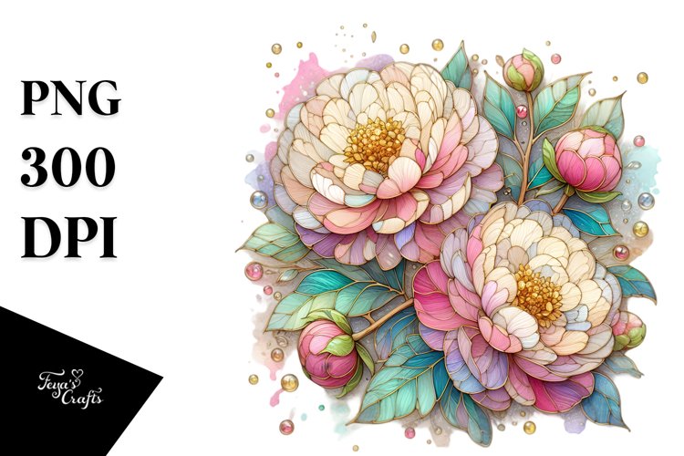 Small Stained Peonies, Transparent PNG example image 1