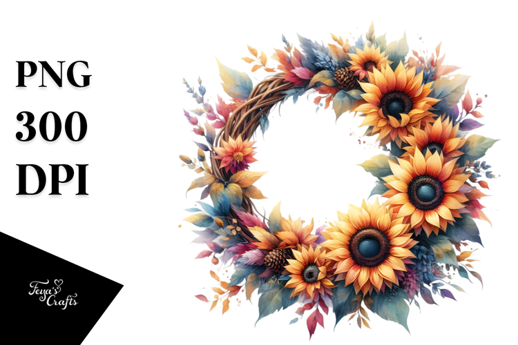 Vibrant Sunflower Wreath | Clipart