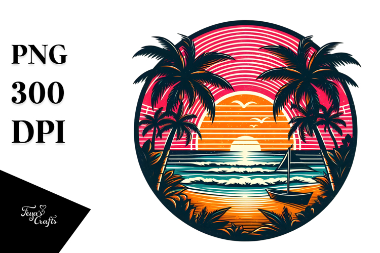 Retro Tropical Beach Sunset, 20 oz Tumbler
