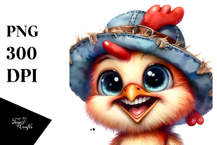 Funny Baby Rooster Portrait PNG example image 1