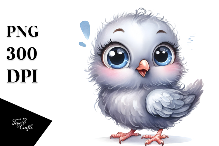 Funny Watercolor Baby Dove es | Sublimation Clipart