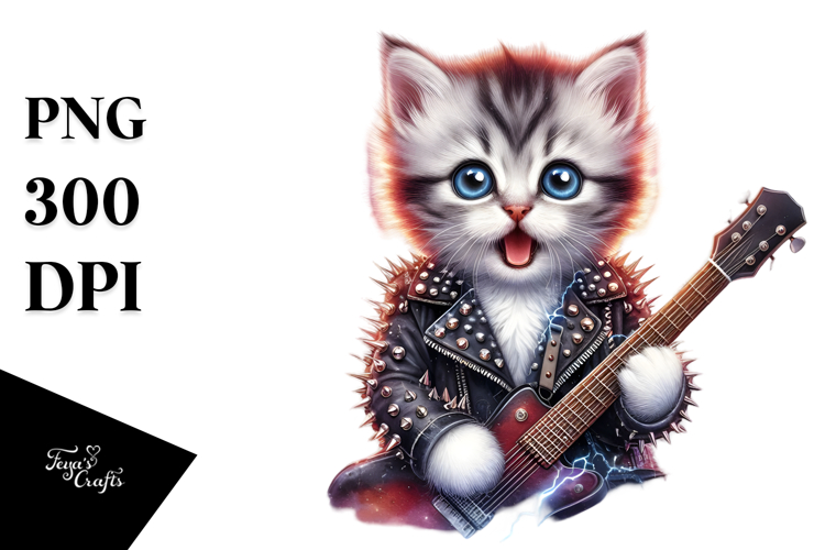 Cute Baby Kitten Rocker Look PNG