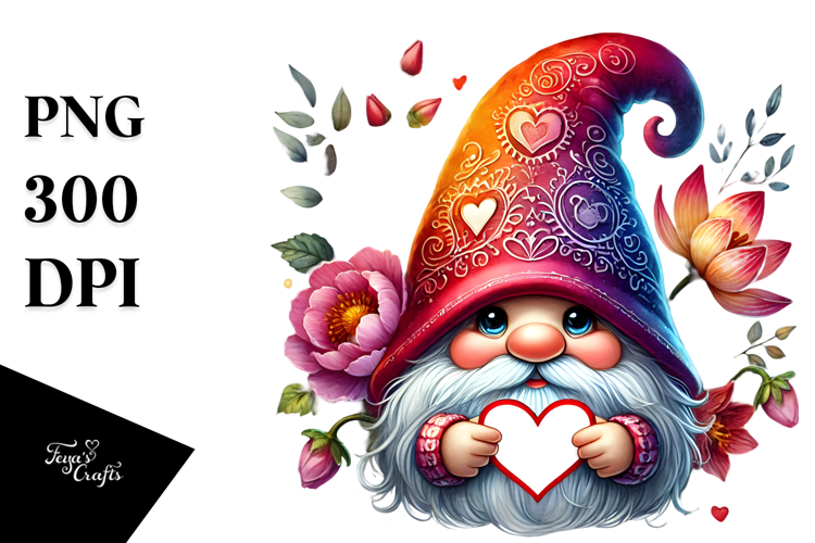 Valentines Gnome with Heart Sign PNG