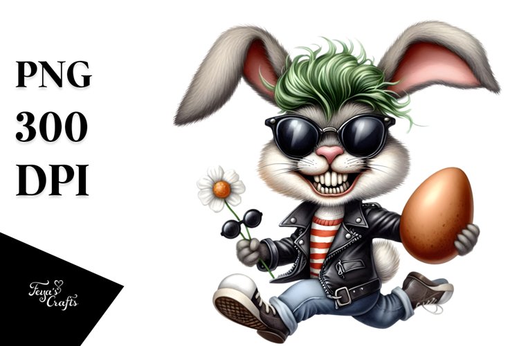 Bunny with Leather Shat and Sunglasses PNG