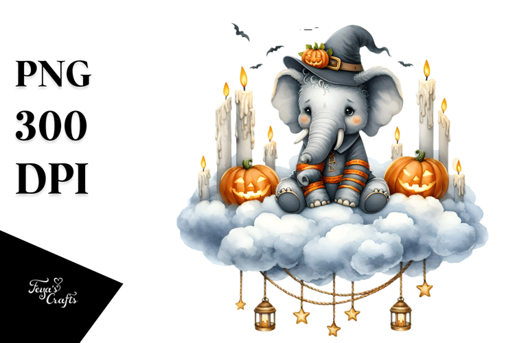Elephant with Halloween Costume PNG