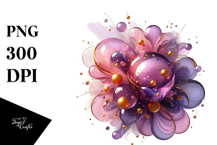Glossy Lily with Golden Insertions, PNG