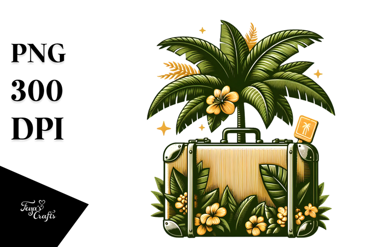 Retro Tropical Tree Suitcase, 20 oz Tumbler