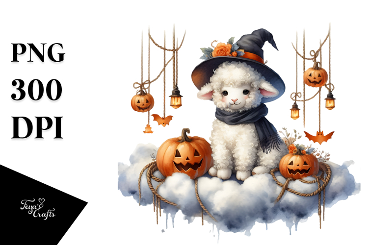 Watercolor Lamb for Halloween