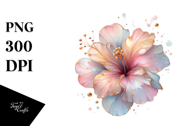 Colorful Shiny Hibiscus | Watercolor | Splash