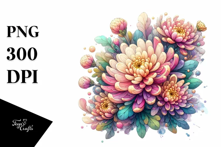 Vibrant Chrysanthemum with Transparent PNG