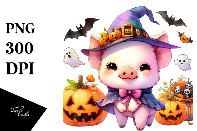 Vibrant Halloween Pig Clipart