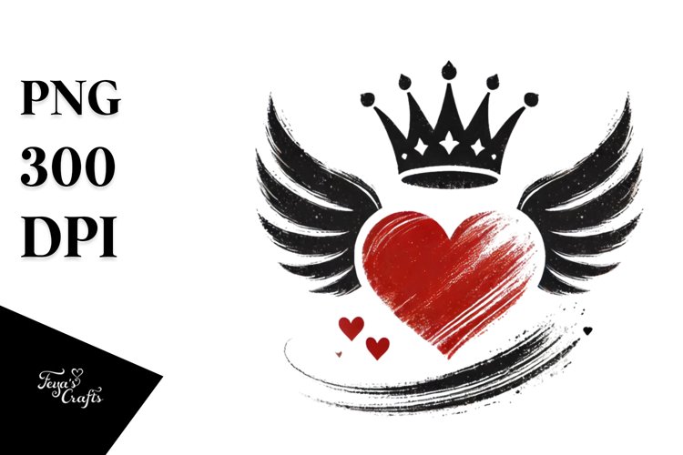 Heart with Wings and Crown PNG