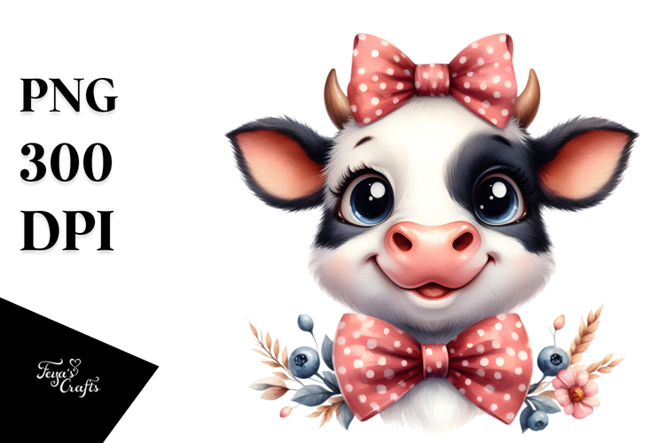 Cow with Bow and Tie PNG