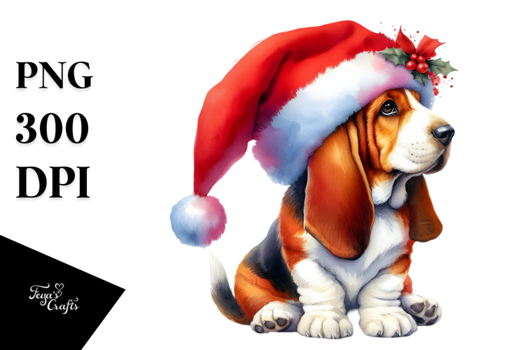 Cute Watercolor Basset Hound PNG