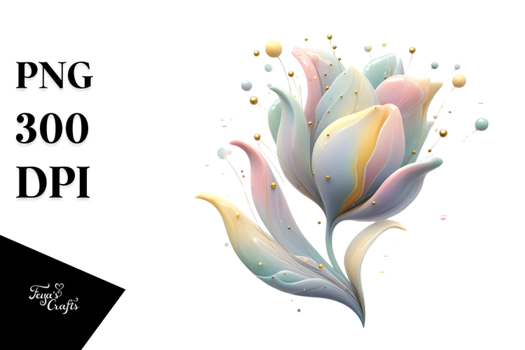 Abstract Pastel Glossy Tulip, PNG