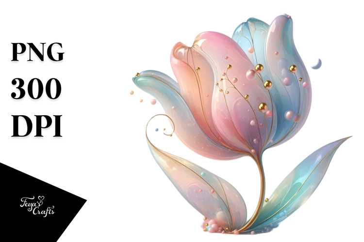 Abstract Pastel Glossy Tulip, PNG