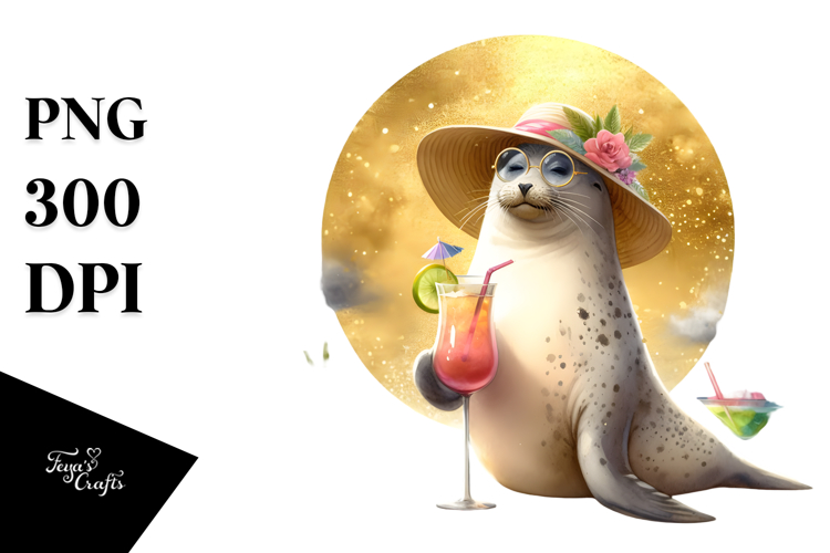 Seal in Beachwear PNG
