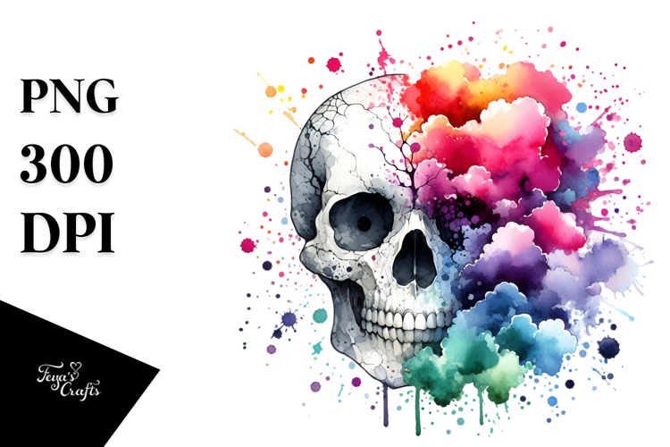 Colorful Cute Skull Painting, Transparent PNG