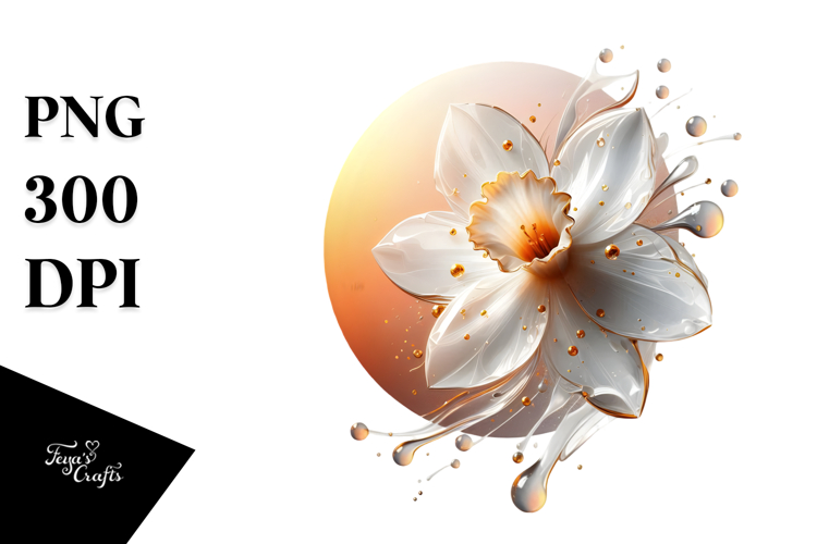 Abstract Daffodil with Golden Insertions, Transparent PNG