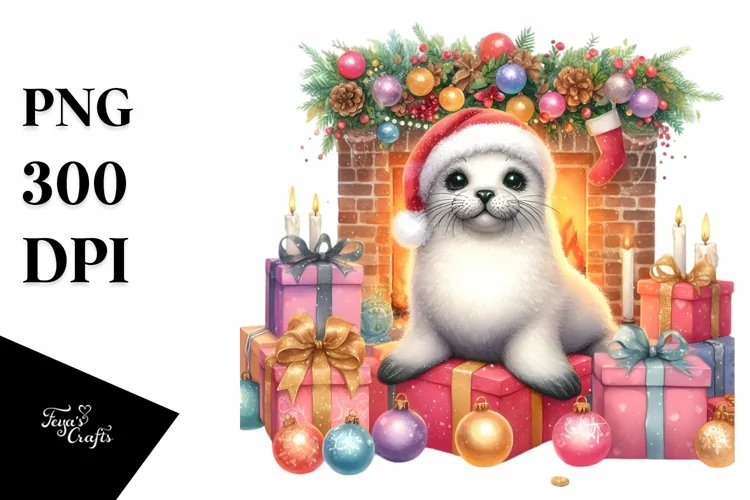 Cute Seal with Christmas Ornaments