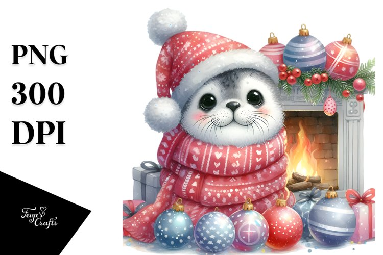 Cute Seal with Christmas Ornaments