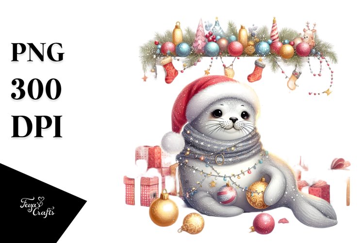 Cute Seal with Christmas Ornaments