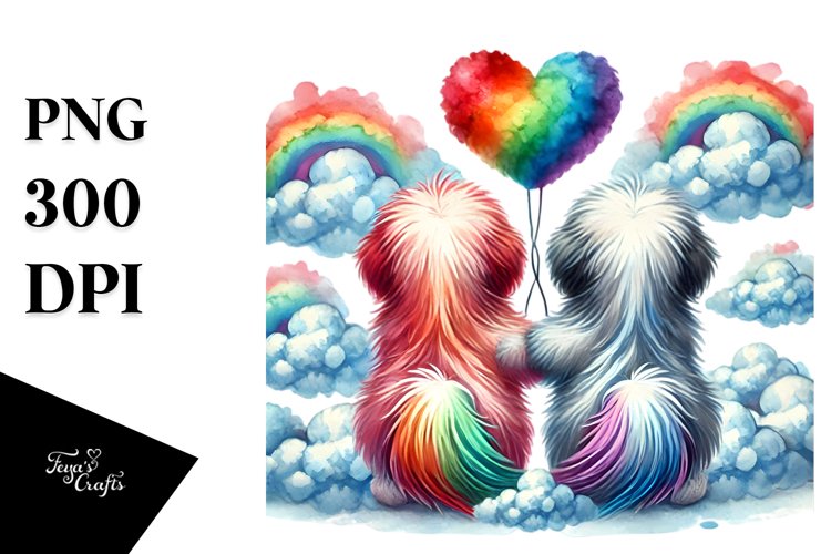 Rainbow Clouds with Havanese Heart PNG