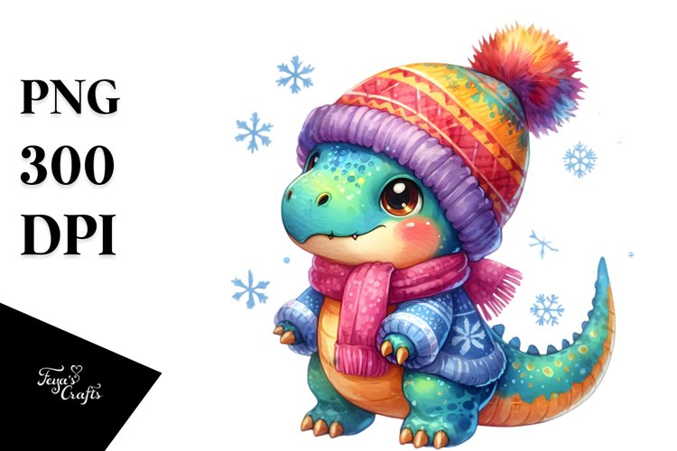 Dumb-Looking Baby Dinosaur with Winter Clothes
