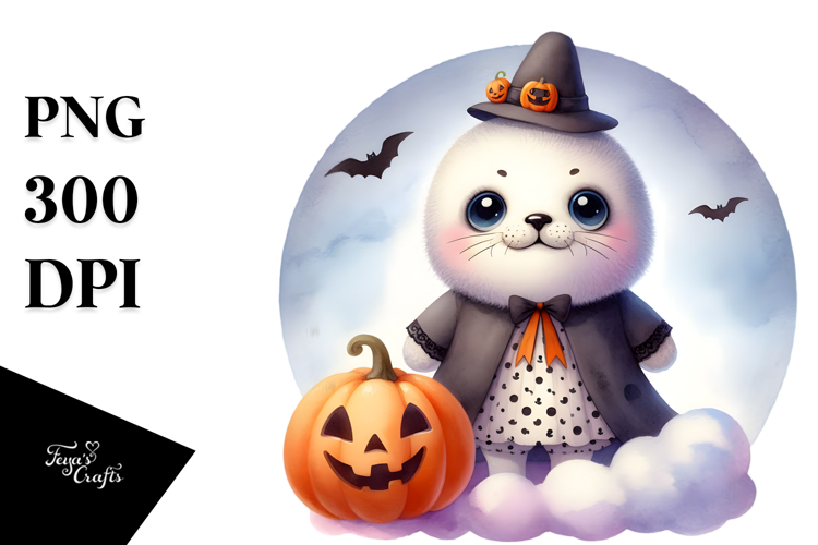 dressed for Halloween Baby Seal PNG