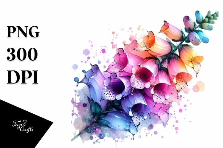 Vibrant Foxglove with Material PNG