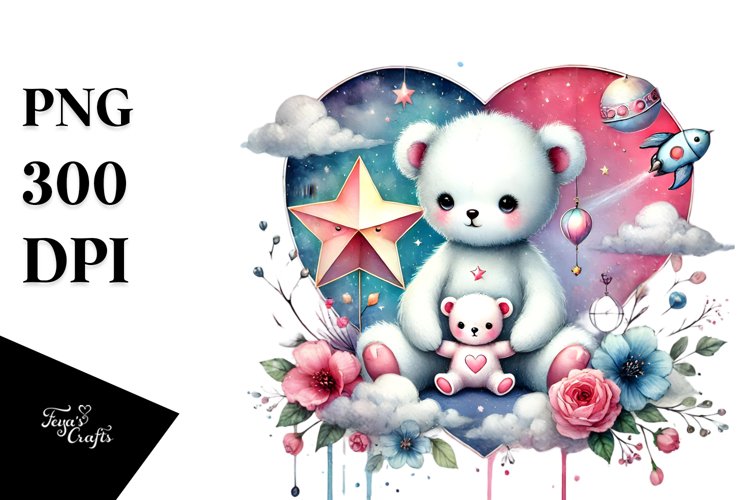 Colorful Baby Bear Star PNG