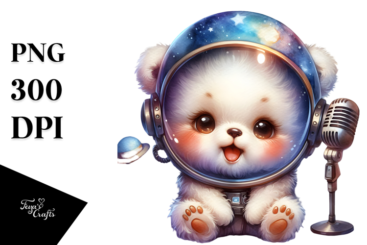 Energetic Baby Bear with Singer Look, Transparent PNG