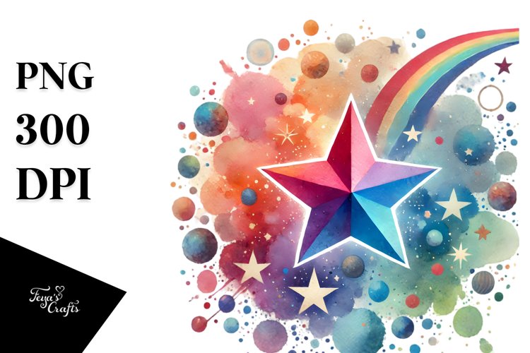 Colorful Washed Star PNG