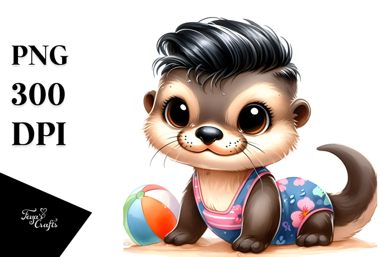 Energetic Baby Otter with Cool Haircut PNG