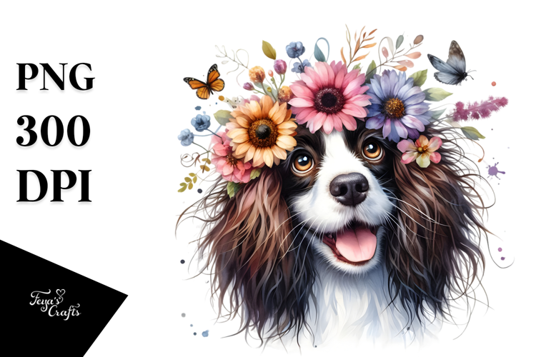 Watercolor Cute English Springer Spaniel PNG