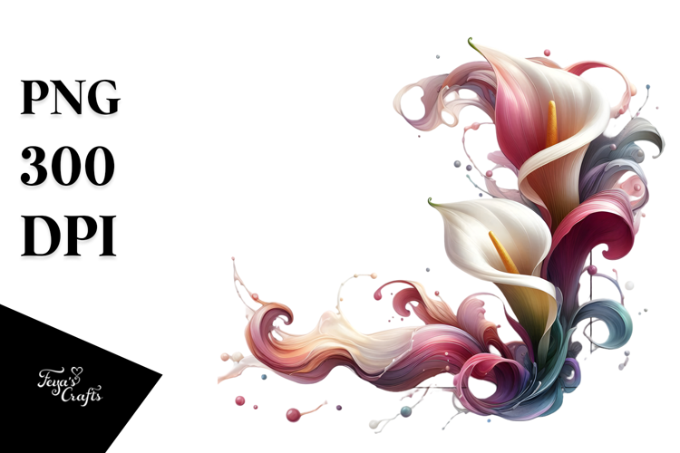 Shiny Calla Lily in Watercolor, PNG