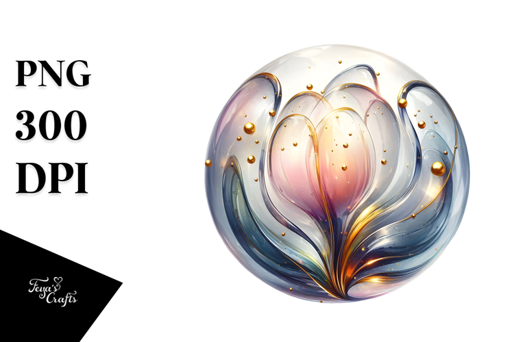 Glossy Tulip with Golden Insertions, PNG
