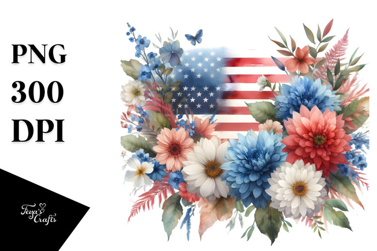 Watercolor USA Poppy, PNG