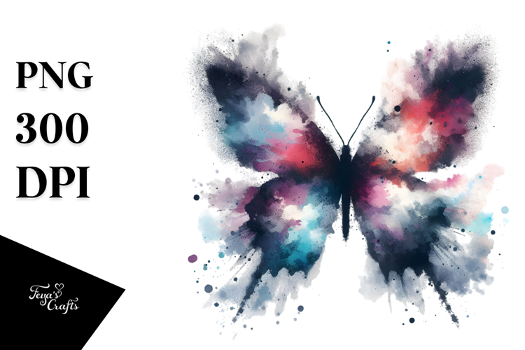Grungy Butterfly Painting, High-Res PNG