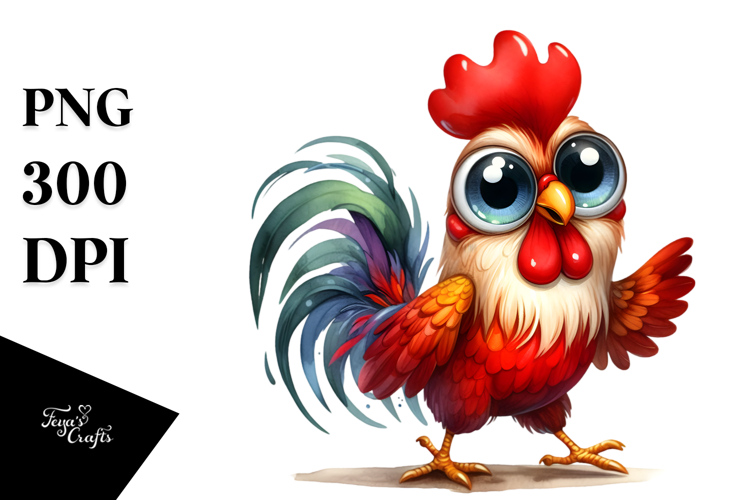 Proud Rooster Watercolor Clipart