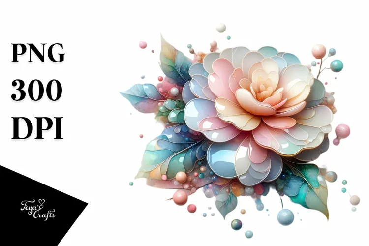 Camellia Made of Abstract Pastel, PNG