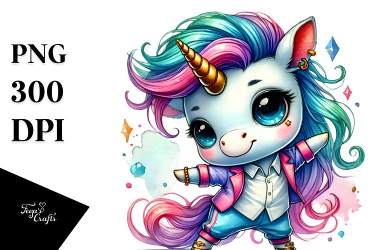 Cute Unicorn Dancing, Vibrant PNG