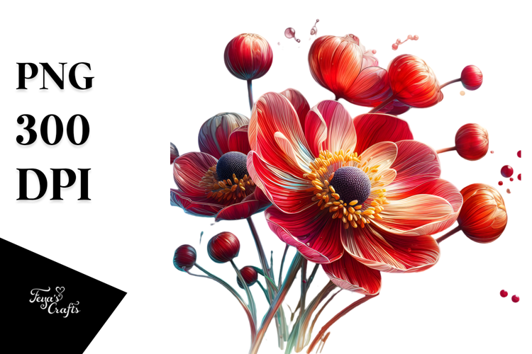 Anemone with Metallic Details PNG