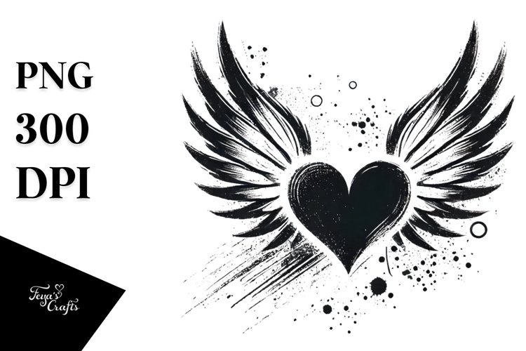 Colorful Heart with Wings PNG