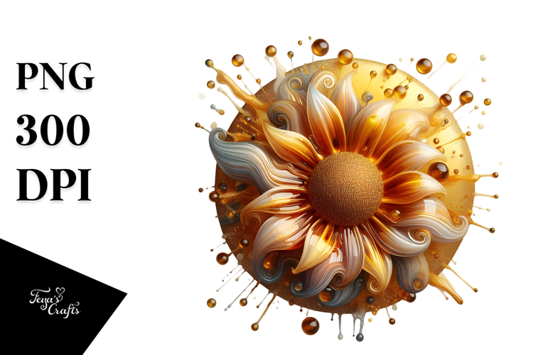 Abstract Glossy Sunflower PNG